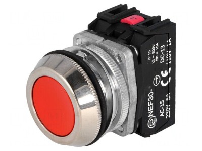 Comutator acționat prin apăsare 30mm 1NC 1NO foto