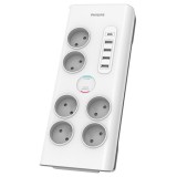 PRELUNGITOR SURGE PROTECTOR 6 PRIZE 2M 5 X USB PHILIPS