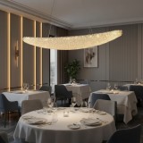 Candelabru LED modern cu cristal PRAGA, 160 cm, auriu, telecomanda