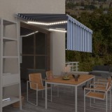 Copertina retractabila manual cu stor&amp;LED albastru&amp;alb 3,5x2,5m GartenMobel Dekor, vidaXL