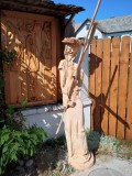 Sculptură Lemn Masiv 1,75m - Isus Purt&acirc;nd Crucea - Artist Radu Potcovaru (Predare Personală)