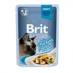 Hrana umeda pentru pisici Brit Premium Delicate, Pui in Sos, 24x85g