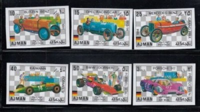 AJMAN. AUTOMOBILE - SERIE COMPLETĂ MNH IMPERF. foto