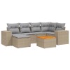 Set canapele de gradina, 7 piese, cu perne, bej, poliratan