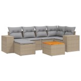 Cumpara ieftin Set canapele de gradina, 7 piese, cu perne, bej, poliratan