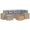 Set canapele de gradina, 7 piese, cu perne, bej, poliratan