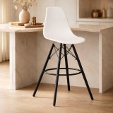 Cumpara ieftin Scaun Bar/Bucatarie Artool Lamal Alb/Negru, Lemn, PP, 54x55x107.5 cm, Suport Picioare, Modern