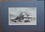Litografie Auguste Raffet (1804-1860), Biserica Sf. Gheorghe, Bucuresti, din lucrarea lui Demidoff: Calatorie in Rusia si Crimeea prin Valahia, 1840, Istorice, Grisaille, Realism