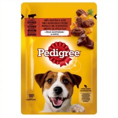 Hrana umeda caini, Pedigree, plic 100 g, talie medie, adult, carne de vita in aspic