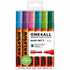 Set Marker acrilic Molotow ONE4ALL 227HS Basic-Set 2 6 cul/set 4 mm