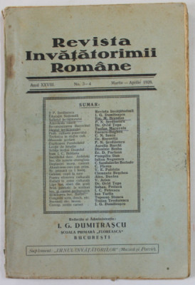 REVISTA INVATATORIMII ROMANE , ANUL XXVIII , NR. 3-4 , MARTIE - APRILIE , 1928 foto