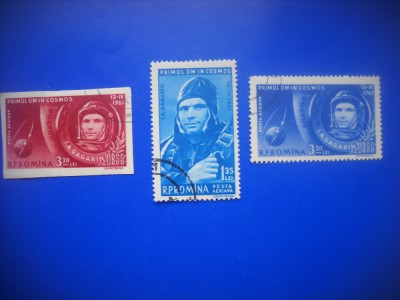 HOPCT LOT NR 388 B -PRIMUL OM IN COSMOS IG 1961-3 TIMBRE VECHI-STAMPILAT ROMANIA foto