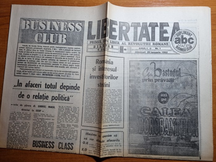 libertatea supliment abc - 29 ianuarie 1992 - anul 1,nr. 1 - prima aparitie