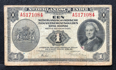 India Olandeza 1 gulden 1943 foto