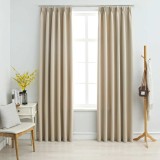 Cumpara ieftin Draperii opace cu c&acirc;rlige, 2 buc., bej, 140 x 245 cm