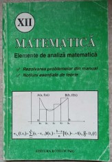 MATEMATICA CLASA A XII-A. ELEMENTE DE ANALIZA MATEMATICA-TIBERIE SARBU-338139