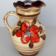 Ulcea de lut pictata cu motiv floral, ceramica bavareza cca 60 ani