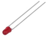LED 3mm Roșie 5V Convexă 2,1mcd 60&deg;