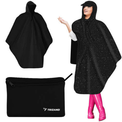 Poncho de Ploaie Ciclism, Negru, Universal, Poliester + PVC, 130 x 115 cm, Ușor - 380 g foto
