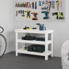 Gossi banc de lucru, alb, 110,5x50x80 cm, lemn masiv pin
