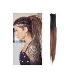 Extensii de dreadlock sintetice subțiri de 0,6 cm, realizate manual, 60 cm, 20 șuvițe, păr pentru croșetat, bretonuri lungi pentru croșetat, stil hip-