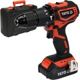 Yato YT-82796 - Masina de gaurit si insurubat cu percutie cu 1 acumulator Li-Ion 18 V 2 Ah 42 Nm motor fara perii led iluminare valiza plastic