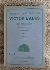 ANALELE INSTITUTULUI VICTOR BABES.VOL XIV 1943
