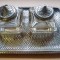 F141-Set birou ART Deco vechi interbelic metal argintat.