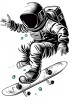 Sticker decorativ Astronaut Alb 82cm, autocolant PVC, autoadeziv, tema jungla, detasabil. Decoratiune perete, usa.