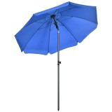 Outsunny Umbrelă de Soare pentru Plajă cu Tetieră care se &Icirc;nclină la 45&deg; și Design &icirc;n 2 Secțiuni, &Oslash;180x209 cm, Albastru | Aosom Romania