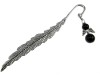 Semn de Carte Metalic Argintiu Pana cu Ingeras Onix Natural 11.5cm, Aliaj Zinc Patinat