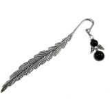 Semn de carte metalic pana cu ingeras onix natural