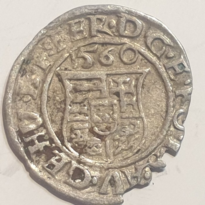 Ungaria 1 denar 1560/KB argint Ferdinand l
