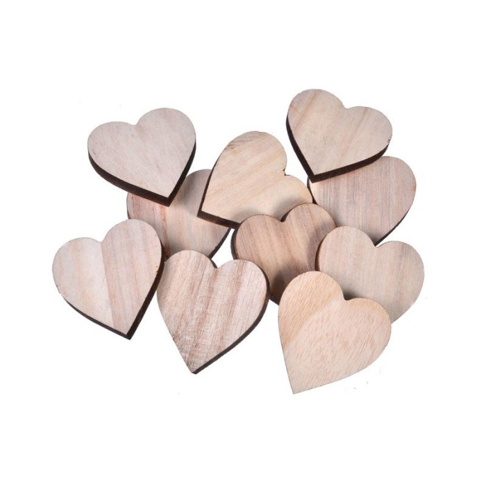 Inimioare decoratiune din lemn, set 17 bucati, 5x5 cm, ATU-081047