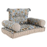 Canapea de grădină DKD Home Decor Albastru Bej 90 x 55 x 18 cm