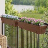 Cumpara ieftin Jardiniere cu c&acirc;rlige, 2 buc., maro, poliratan