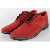 Pantofi rosii de barbati/barbatesti din velur (cod SPB01)