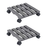 Cumpara ieftin Suporturi de plante cu role, 2 buc., gri, 30x30x7,5 cm, WPC