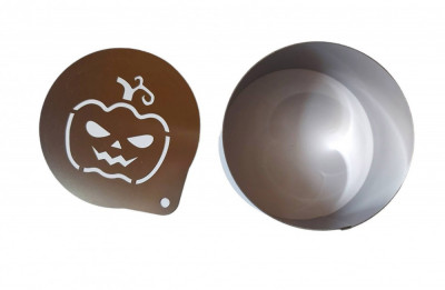 Forma pentru prajituri, Rotund cu sablon de ornat, Model dovleac de halloween, 7.5 cm, 419COF foto
