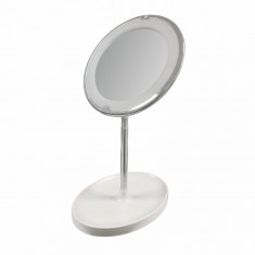 Oglinda cosmetica pentru baie, XR1958, cu iluminare, factor marire 10X, D 20 cm foto