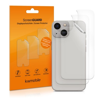 Set 3 Folii de protectie pentru Apple iPhone 13, kwmobile, Spate, Transparenta, 56418.5 foto