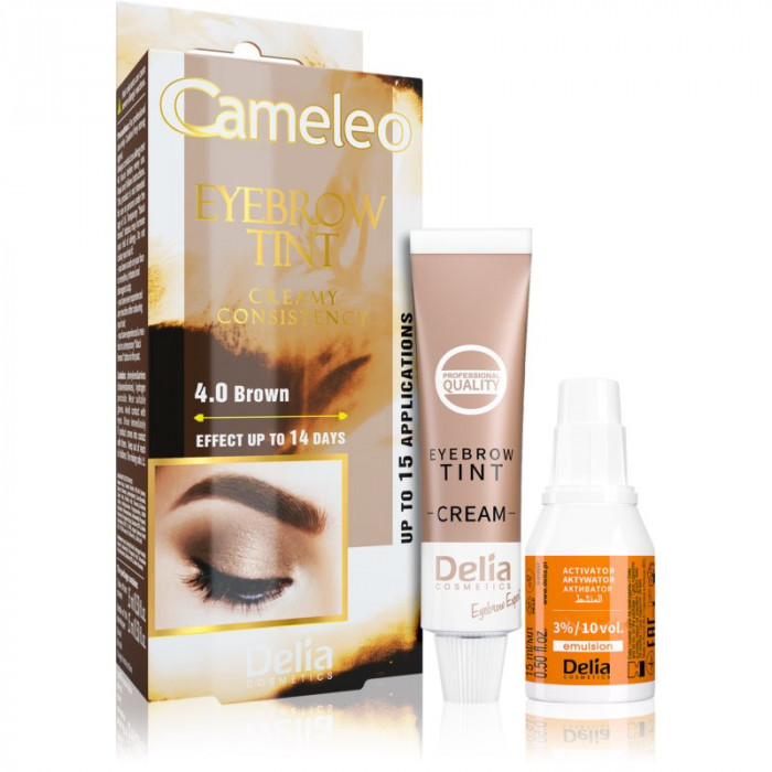 Delia Cosmetics Cameleo Vopsea crema profesionala pentru sprancene fără amoniac culoare 4.0 Brown 15 ml