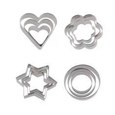 Set 12 forme, cutter inox pentru aluat biscuiti