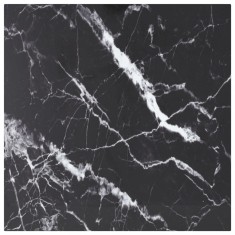 vidaXL Blat masă negru 50x50 cm 6 mm sticlă securizată design marmură