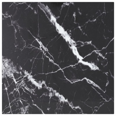 vidaXL Blat masă negru 50x50 cm 6 mm sticlă securizată design marmură foto