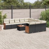 VidaXL Set canapele de grădină, 12 piese, cu perne, negru, poliratan 3260516