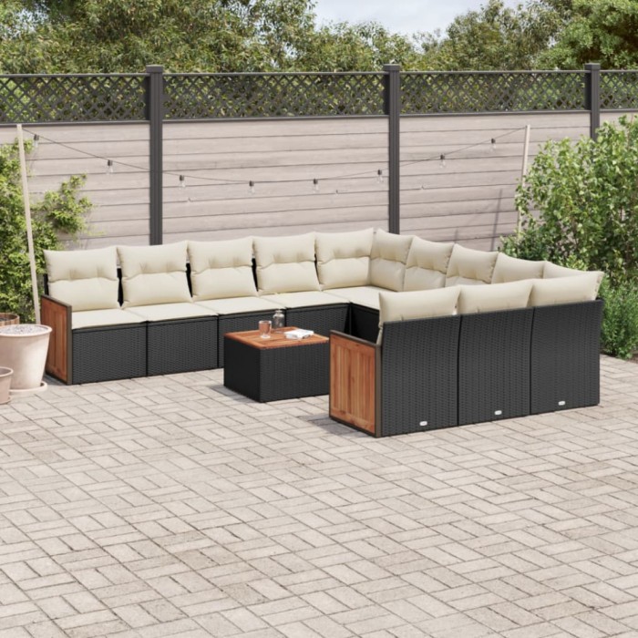 Gossi set canapele de gradina, 12 piese, cu perne, negru, poliratan