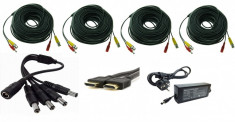 Kit accesorii sisteme de supraveghere, cablu sertizat + sursa + splitter + cablu HDMI - recomandat la 4 camere foto