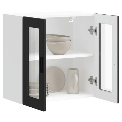 vidaXL Dulap de bucătărie cu ușă din sticlă &amp;bdquo;Porto&amp;rdquo; negru 854148 foto