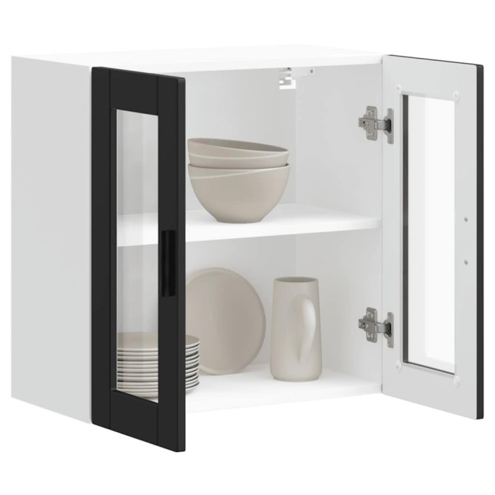 vidaXL Dulap de bucătărie cu ușă din sticlă &bdquo;Porto&rdquo; negru 854148